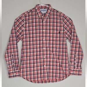Chubbies Shirt Orange Blue Plaid Pineapple Long Sleeve Button Down Size M Mens